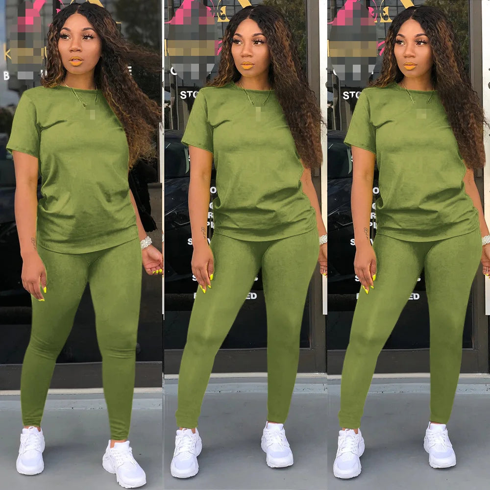Two Piece Set Women 2 Piece Set Women Outfits Tracksuit Fall Clothes for Female 2020 2 Pieces Sets T Shirts Pants Outfits