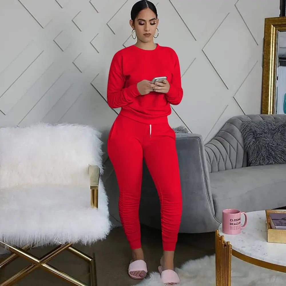 Two Piece Set Women 2 Piece Set Stacked Leggings Clothes for Women Outfits Stacked Pants Tracksuit Female Fall Clothes 2020