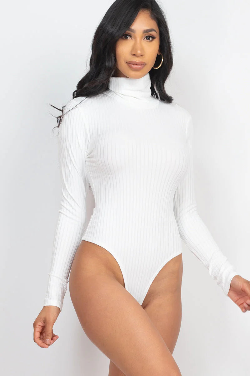 Ribbed Turtleneck Long Sleeve Bodysuit (Capella)