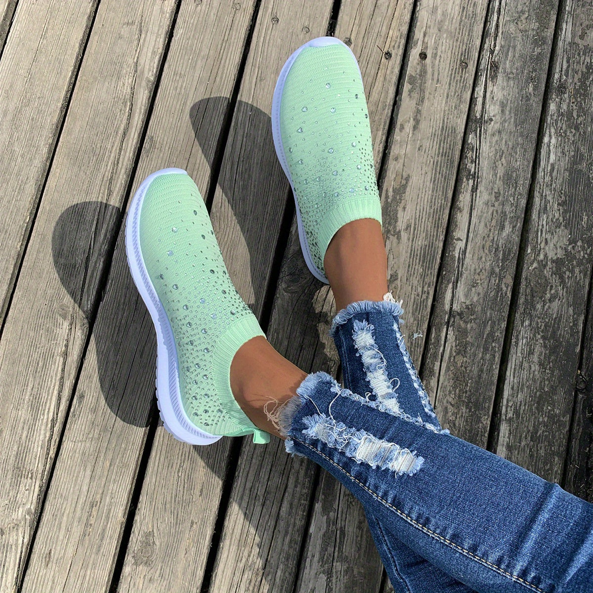 Women's Colorblock Mesh Breathable Sneakers Lightweight Lace-Up Low Top Platform Shoes Comfortable Fabric Inner Sequin Embellishment
