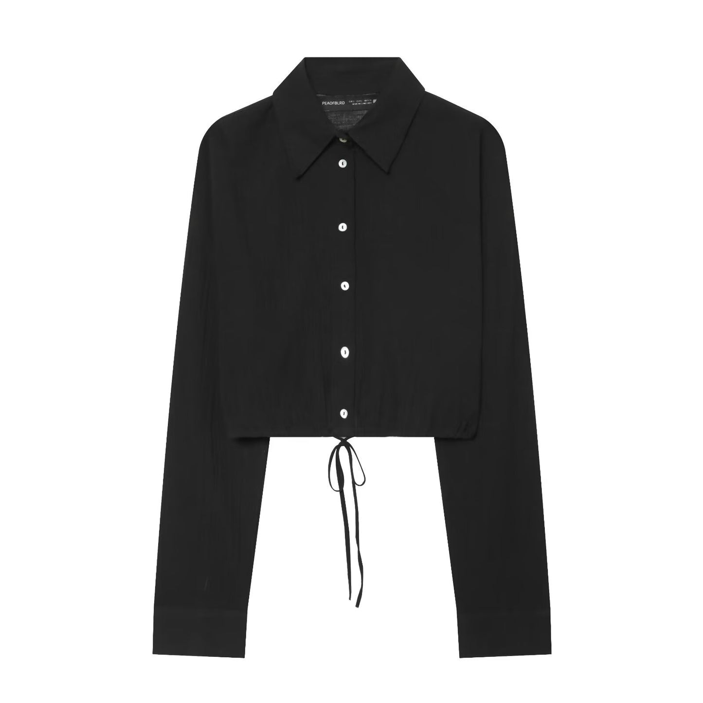 Adjustable polka dot embellished short chiffon shirt