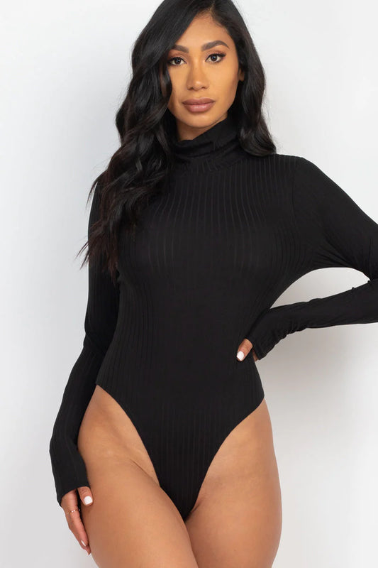 Ribbed Turtleneck Long Sleeve Bodysuit (Capella)