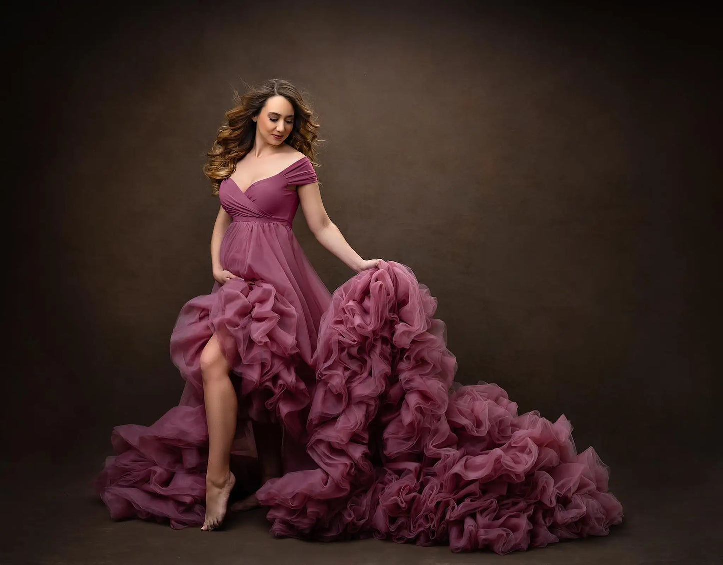 Off The Shoulder Grape Maternity Prom Dress for Women Eye Catching Short Length Pregnancy Party Dress Ideal for Babyshower Evening Outfit