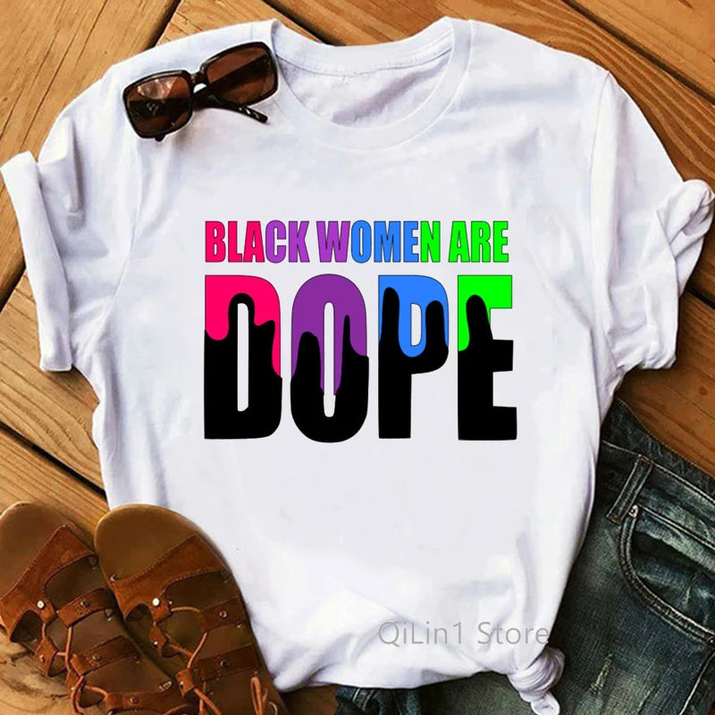 I Am Melanin Queen Graphic Tees Women Afro American Black Girl Magic T-Shirt Black Lives Matter Shirt Dope Educated Blm T Shirt