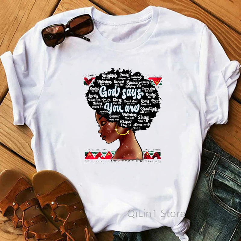 I Am Melanin Queen Graphic Tees Women Afro American Black Girl Magic T-Shirt Black Lives Matter Shirt Dope Educated Blm T Shirt