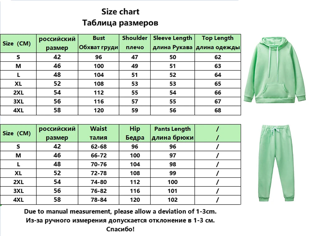 Women Hoodies Two Piece Sets Autumn Winte Cartoon Printed Sweatshirt+Sports Pants Tracksuit Femme Running Hoodie and Jogger Set