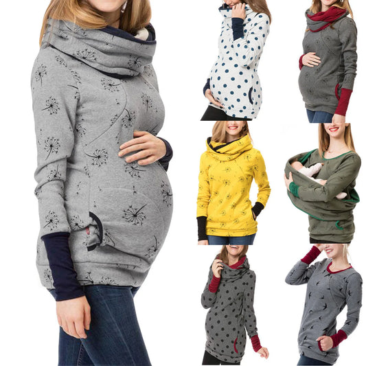 Maternity Nursing Hoodie Sweatshirt Winter Autumn Pregnancy Clothes Pregnant Women Breastfeeding Sweater Shirts Top