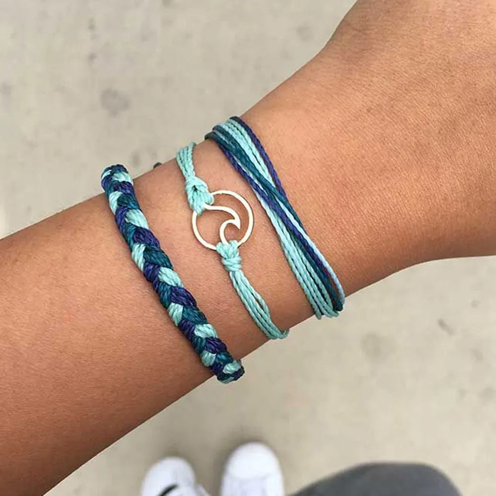 3pcs Bohemia Blue Wave Ankle Bracelet Rope Beach Anklet Jewelry Anklets For Women Accesories boho Leg Bohemian Chain gifts