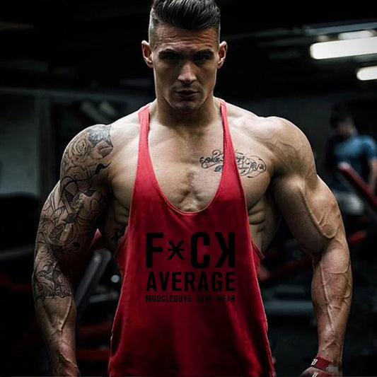 Men's Sexy Fitness Bodybuilder Cotton Sleeveless Tank Top for Workout Y Back 1cm Stringer Undershirt that Keeps Short Eye Catching