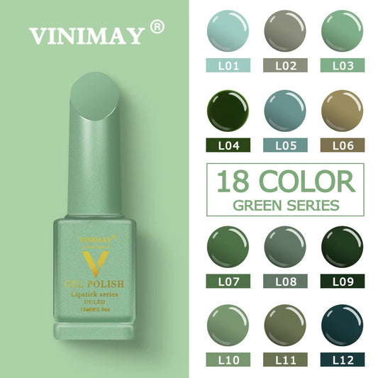 VINIMAY 18 Color Green Gel Nail Polish UV Nail Gel Lak Primer Soak Off Nail Art Design Lacque Nail Gel Varnish Gelpolish
