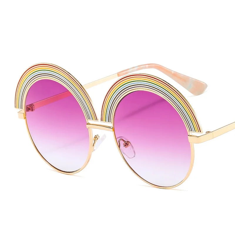 D&T 2020 New Fashion Round Rainbow Sunglasses Women Men Luxury Colorful Lens Alloy Frame Metal Hinge Brand Designer Sunglasses