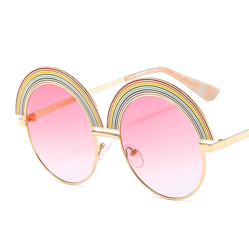 D&T 2020 New Fashion Round Rainbow Sunglasses Women Men Luxury Colorful Lens Alloy Frame Metal Hinge Brand Designer Sunglasses