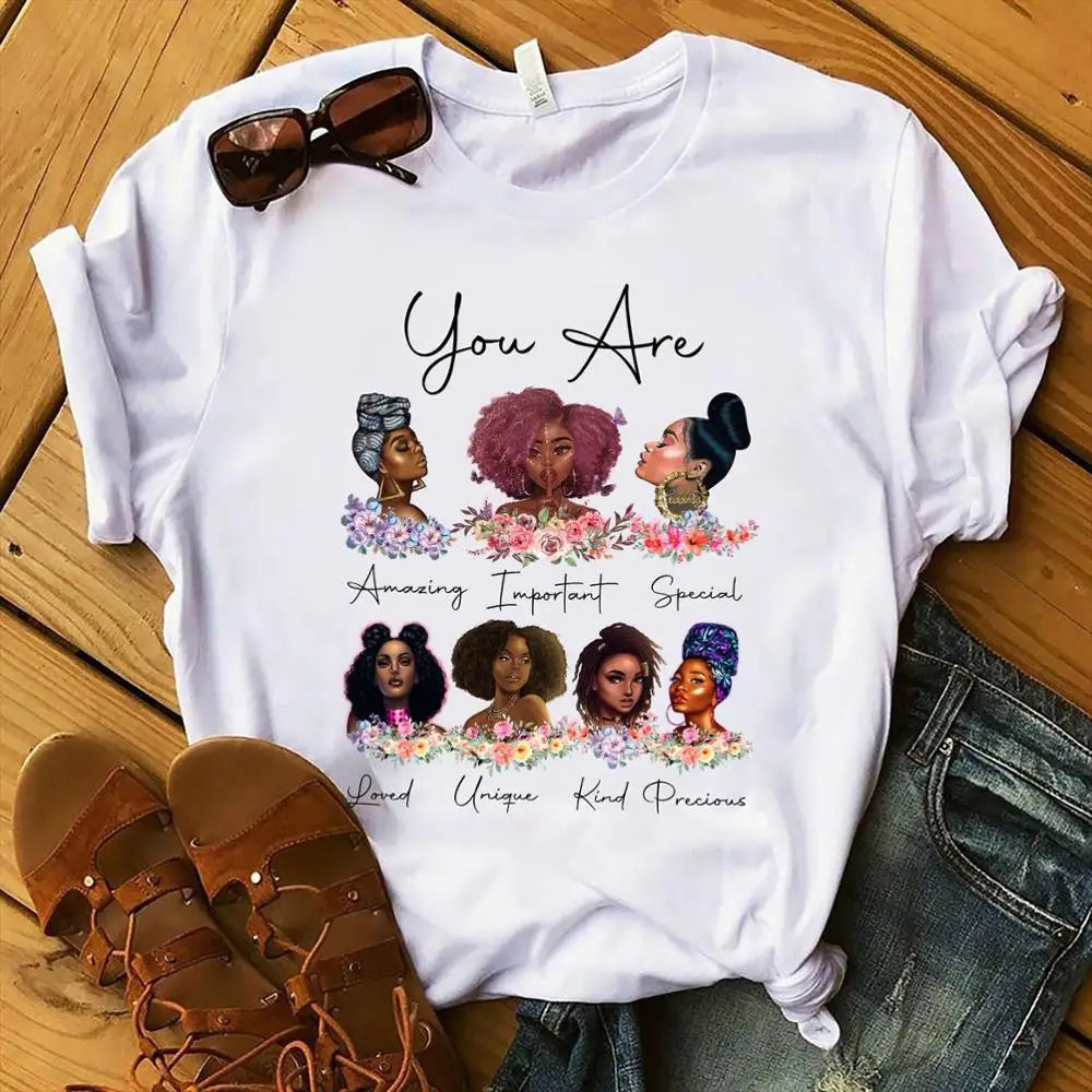 I Am Melanin Queen Graphic Tees Women Afro American Black Girl Magic T-Shirt Black Lives Matter Shirt Dope Educated Blm T Shirt