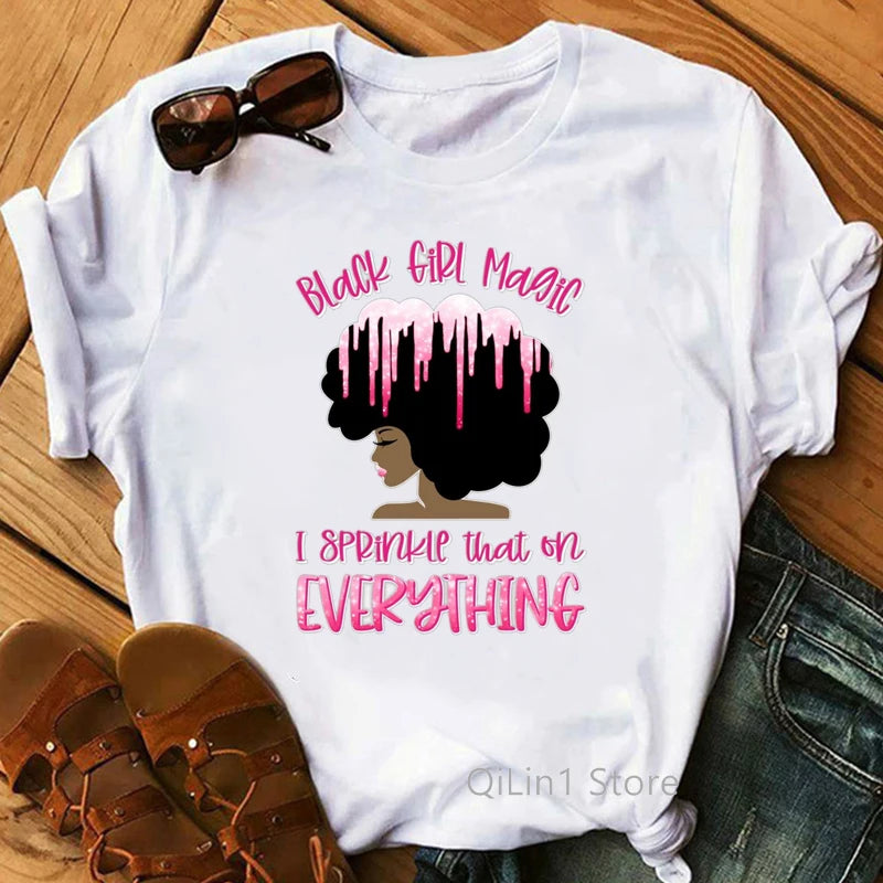 I Am Melanin Queen Graphic Tees Women Afro American Black Girl Magic T-Shirt Black Lives Matter Shirt Dope Educated Blm T Shirt