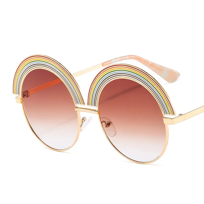 D&T 2020 New Fashion Round Rainbow Sunglasses Women Men Luxury Colorful Lens Alloy Frame Metal Hinge Brand Designer Sunglasses