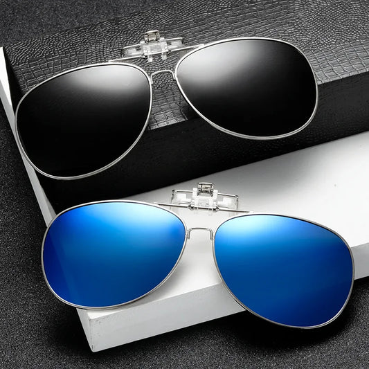 Polarized Sunglasses Lens clip on glasses Night Vision Yellow Aviation Metail Frame Women & Men Sun Glasses with Clips Unisex Clip