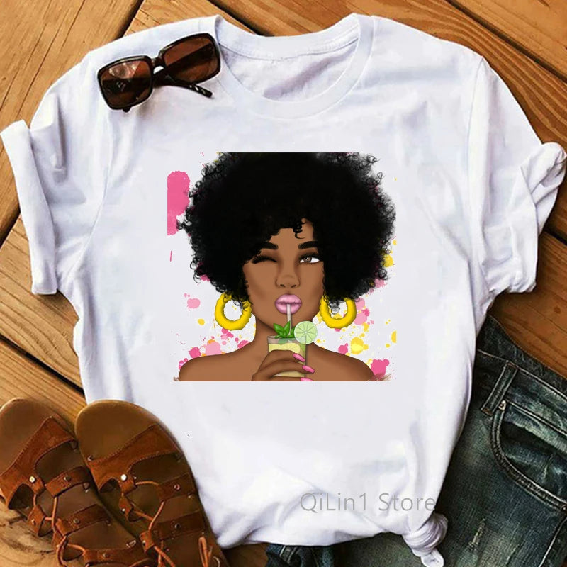 I Am Melanin Queen Graphic Tees Women Afro American Black Girl Magic T-Shirt Black Lives Matter Shirt Dope Educated Blm T Shirt