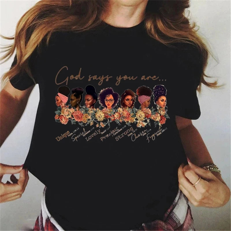 I Am Melanin Queen Graphic Tees Women Afro American Black Girl Magic T-Shirt Black Lives Matter Shirt Dope Educated Blm T Shirt