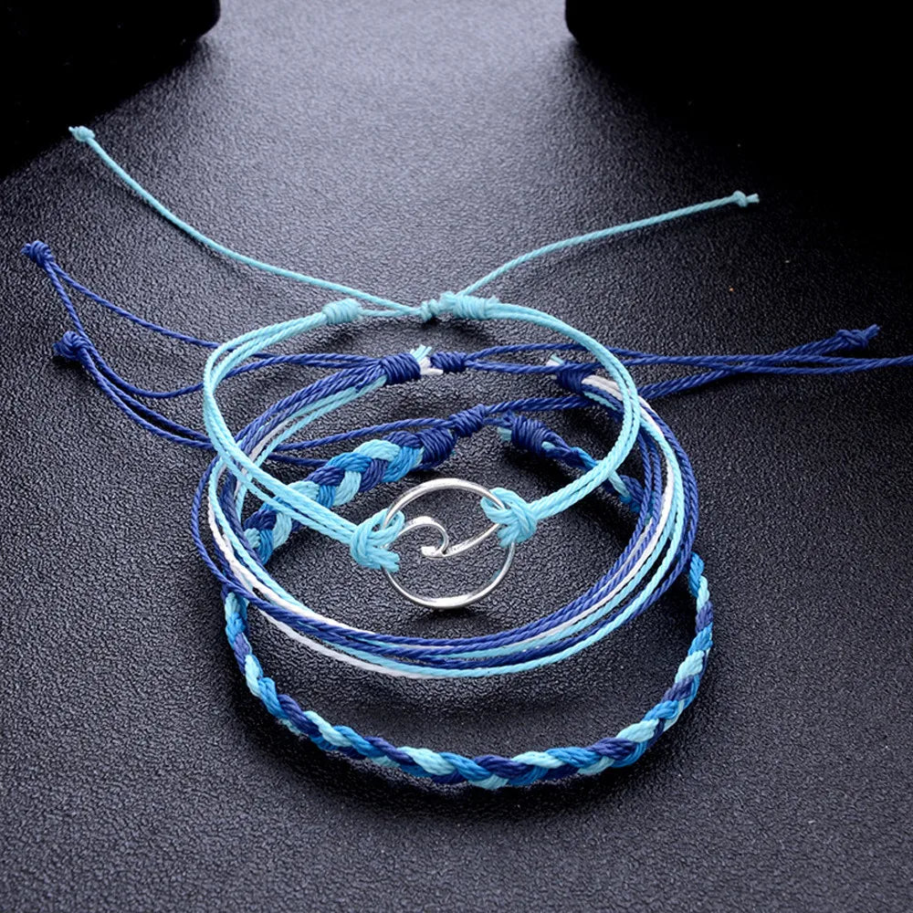 3pcs Bohemia Blue Wave Ankle Bracelet Rope Beach Anklet Jewelry Anklets For Women Accesories boho Leg Bohemian Chain gifts