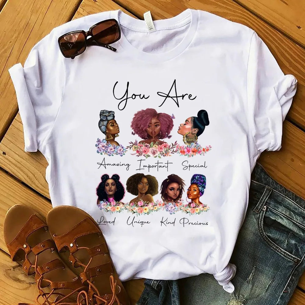 I Am Melanin Queen Graphic Tees Women Afro American Black Girl Magic T-Shirt Black Lives Matter Shirt Dope Educated Blm T Shirt