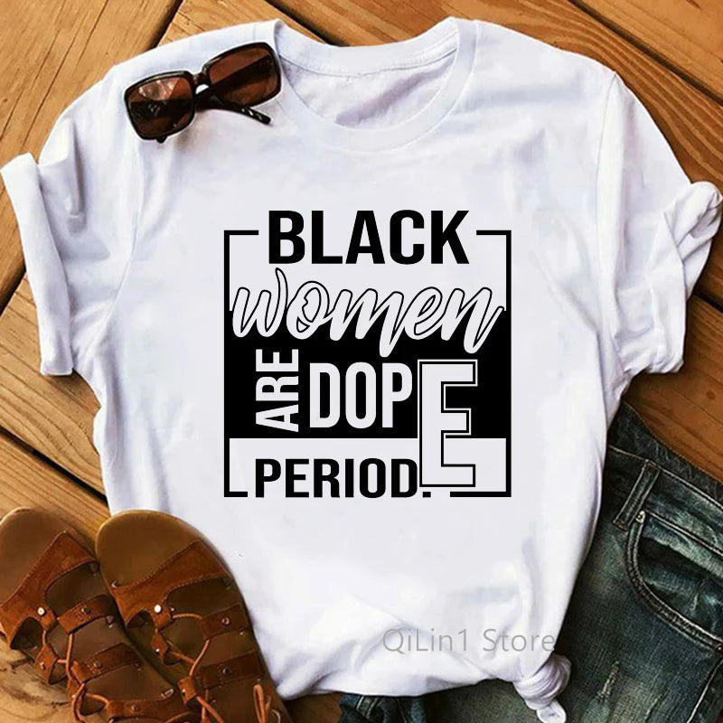 I Am Melanin Queen Graphic Tees Women Afro American Black Girl Magic T-Shirt Black Lives Matter Shirt Dope Educated Blm T Shirt
