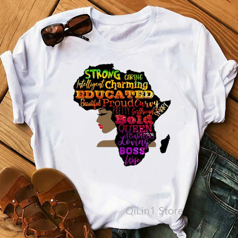 I Am Melanin Queen Graphic Tees Women Afro American Black Girl Magic T-Shirt Black Lives Matter Shirt Dope Educated Blm T Shirt