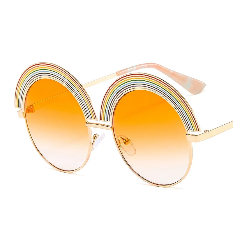D&T 2020 New Fashion Round Rainbow Sunglasses Women Men Luxury Colorful Lens Alloy Frame Metal Hinge Brand Designer Sunglasses