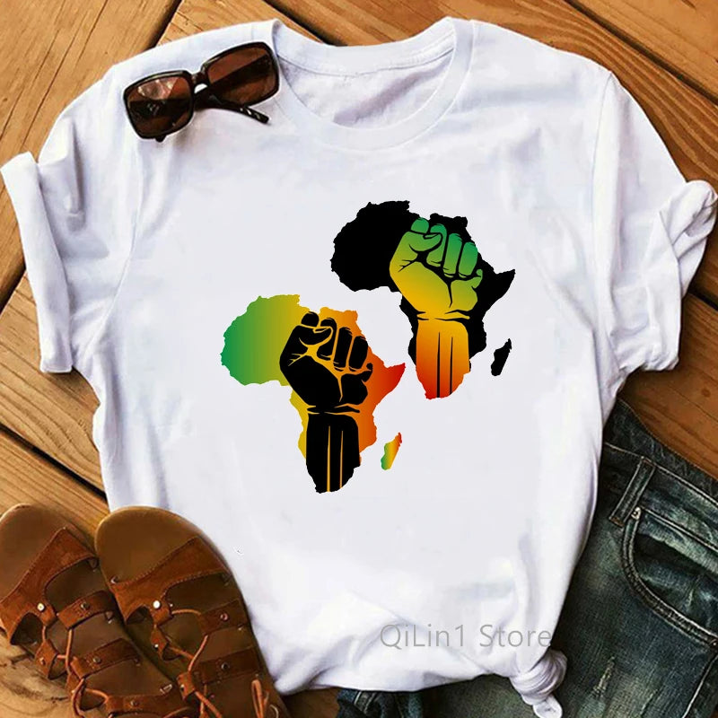 I Am Melanin Queen Graphic Tees Women Afro American Black Girl Magic T-Shirt Black Lives Matter Shirt Dope Educated Blm T Shirt