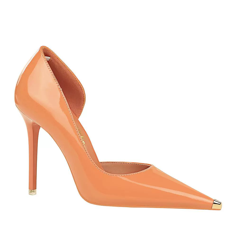 Patent Leather Fashion Sexy Solid Color Cut Out High Heels
