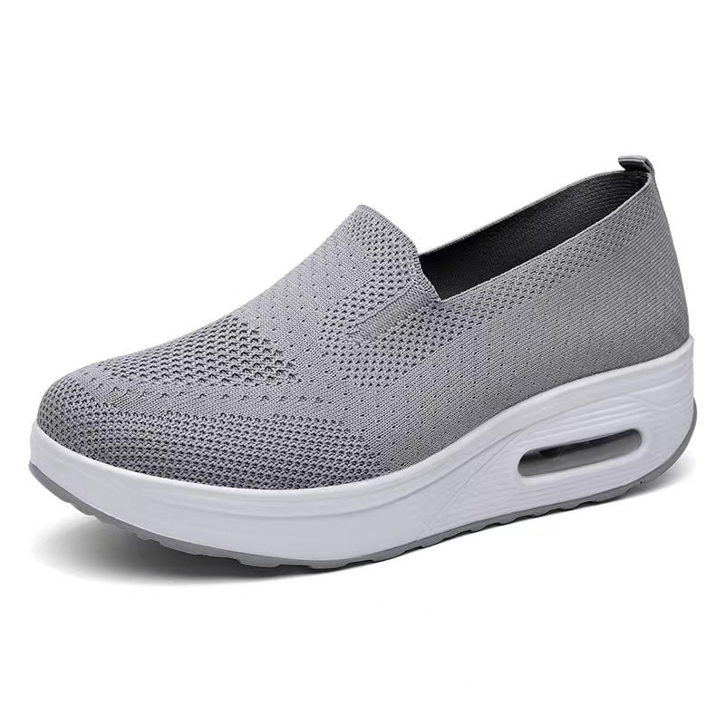 Women's Sports Shoes Cross-Border Foreign Trade 2026 New Model Thick-Soled Air-Cushioned Casual Shoes Mesh Slip-On Height-Increasing Walking Shoes for Women