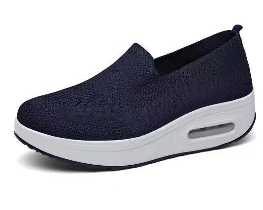 Women's Sports Shoes Cross-Border Foreign Trade 2026 New Model Thick-Soled Air-Cushioned Casual Shoes Mesh Slip-On Height-Increasing Walking Shoes for Women