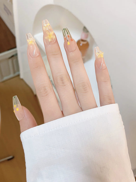 Aurora Camellia False Nails Application