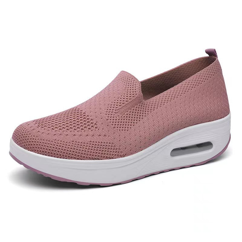 Women's Sports Shoes Cross-Border Foreign Trade 2026 New Model Thick-Soled Air-Cushioned Casual Shoes Mesh Slip-On Height-Increasing Walking Shoes for Women