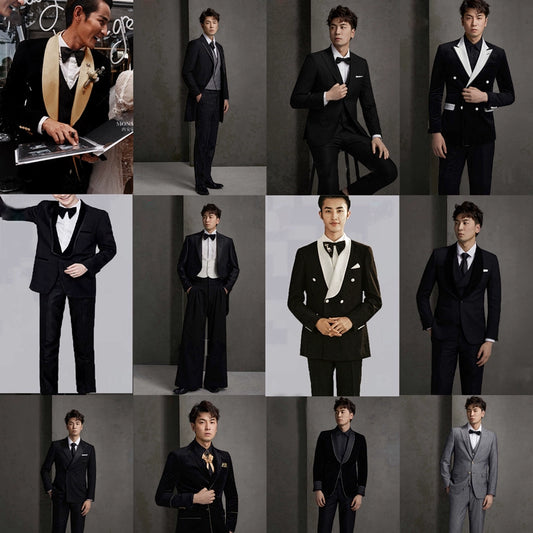 Men Color Matching Stage Host Hostess Performance Trip Shoot Suit