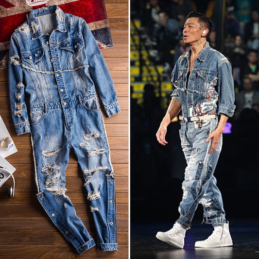Ripped Andy Lau Jacket Scrape Performance Wear Jumpsuit
