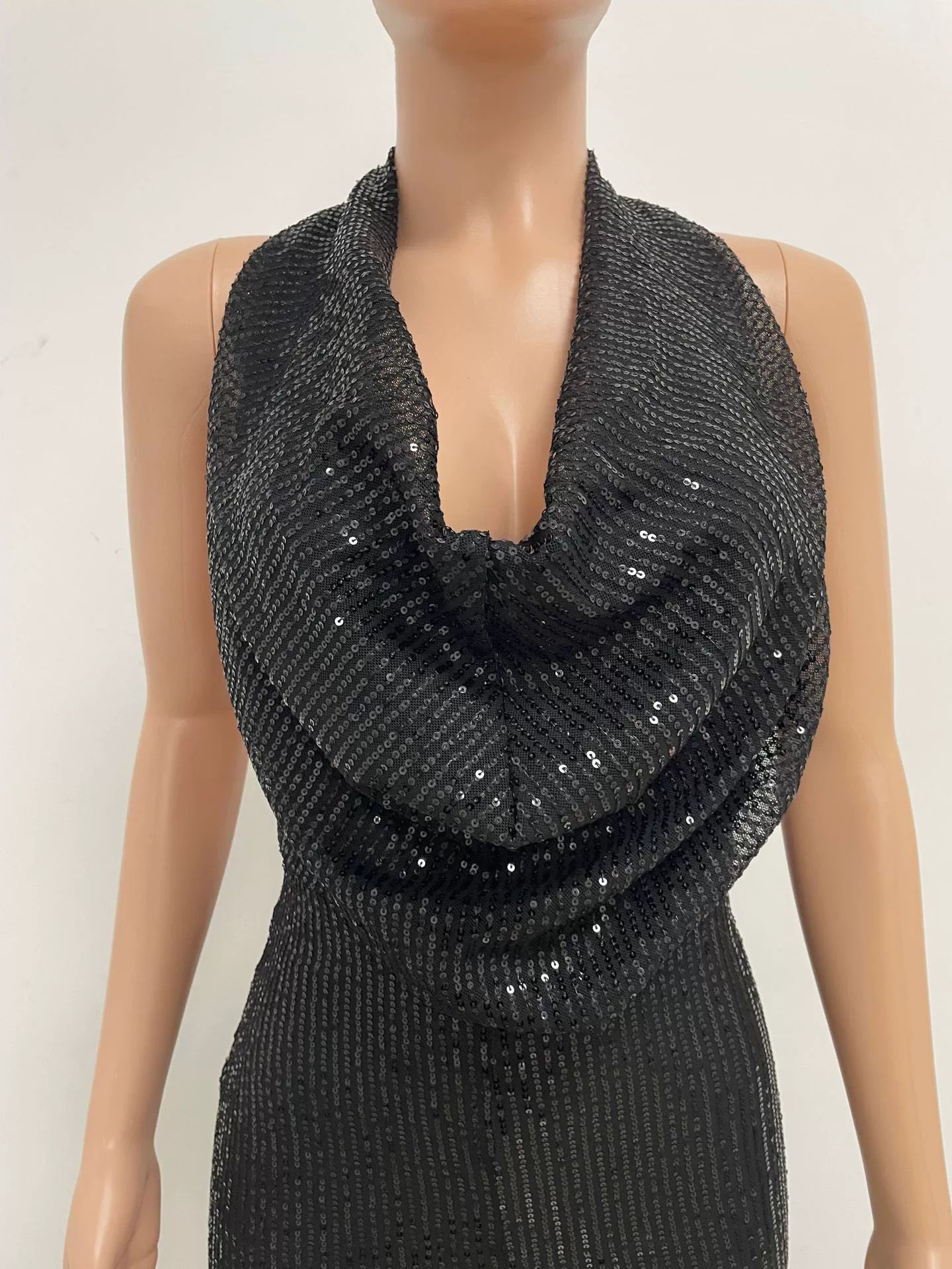 Women's Sleeveless Halter Sequined Jumpsuit Summer European American Style Short Eye-Catching Streetwear Low Waist Straight-leg