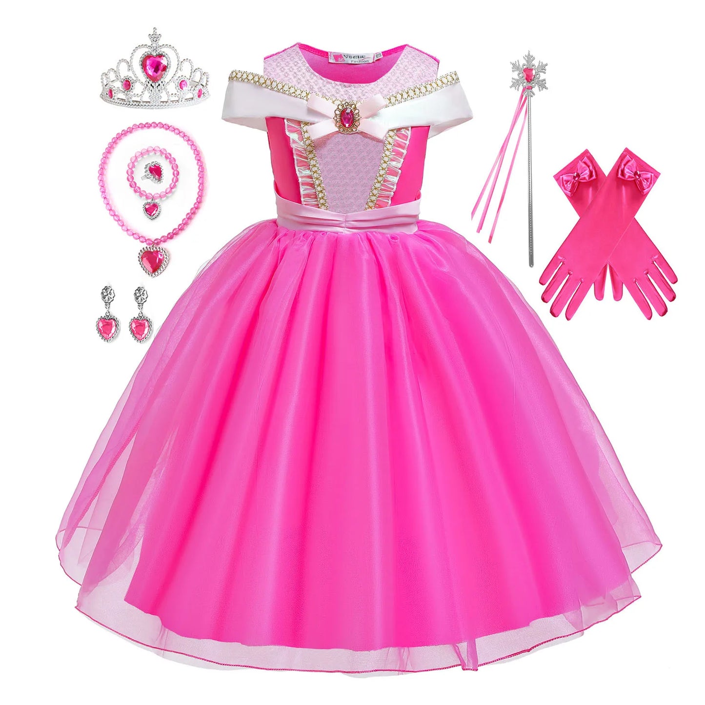 Shiny Toddler Little Girls Movie Princess Sleeping Beauty Aurora Birthday Party Cosplay Halloween Fancy Dress