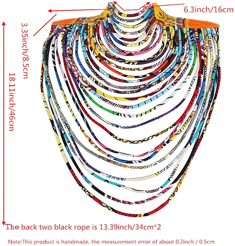 Ankara Beautiful Multi Strand Necklace African Bold Colorful Long Exotic Jewelry Anfrica Handmade Long Collier WYB181