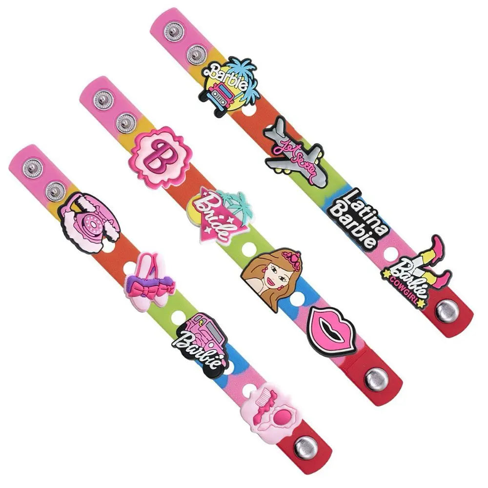 MINISO Barbie Shoes Charms Accessories Fit Clog Backapck Wristbands sandales Shoe Decorate Buckle Christmas Parties Kids Gift