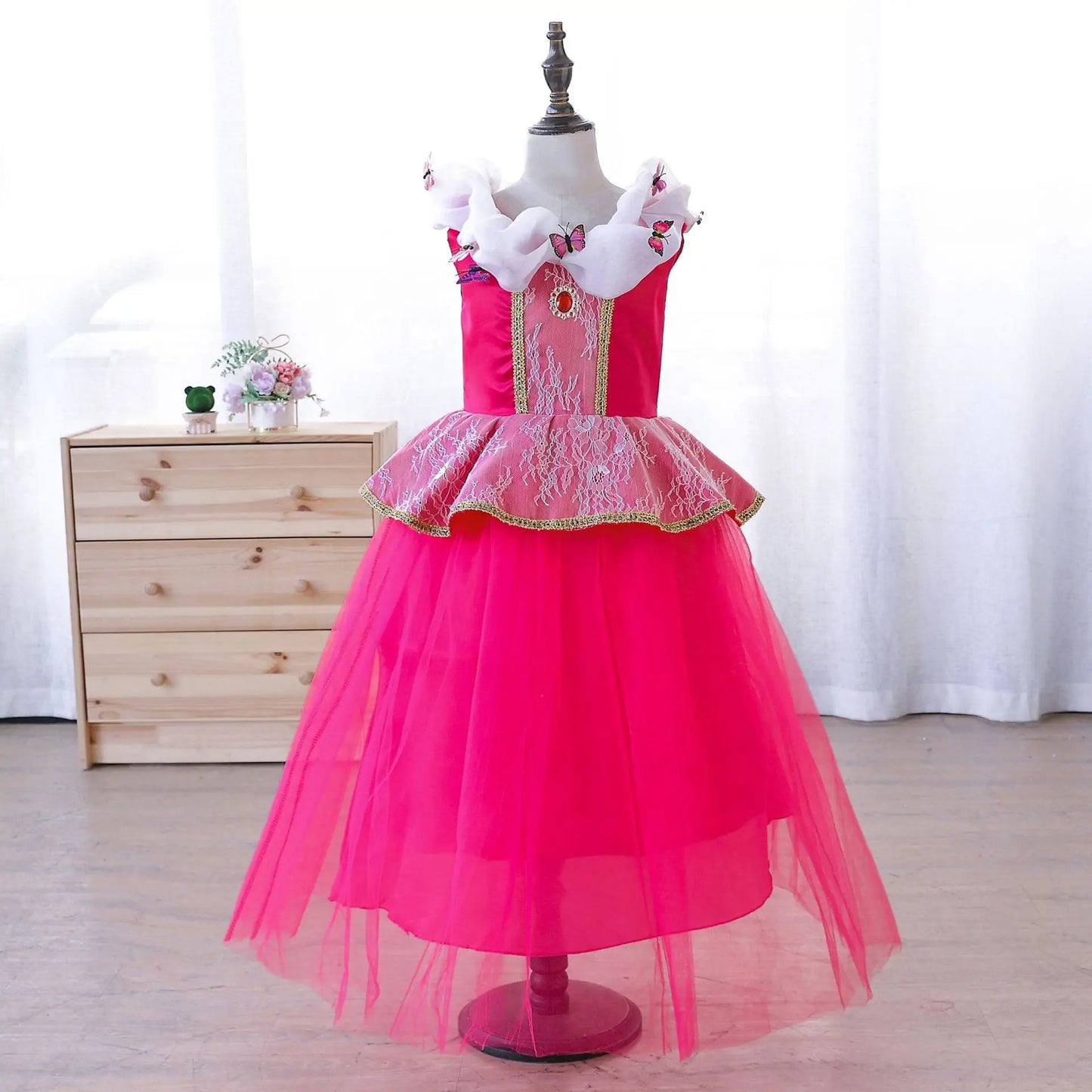 Shiny Toddler Little Girls Movie Princess Sleeping Beauty Aurora Birthday Party Cosplay Halloween Fancy Dress