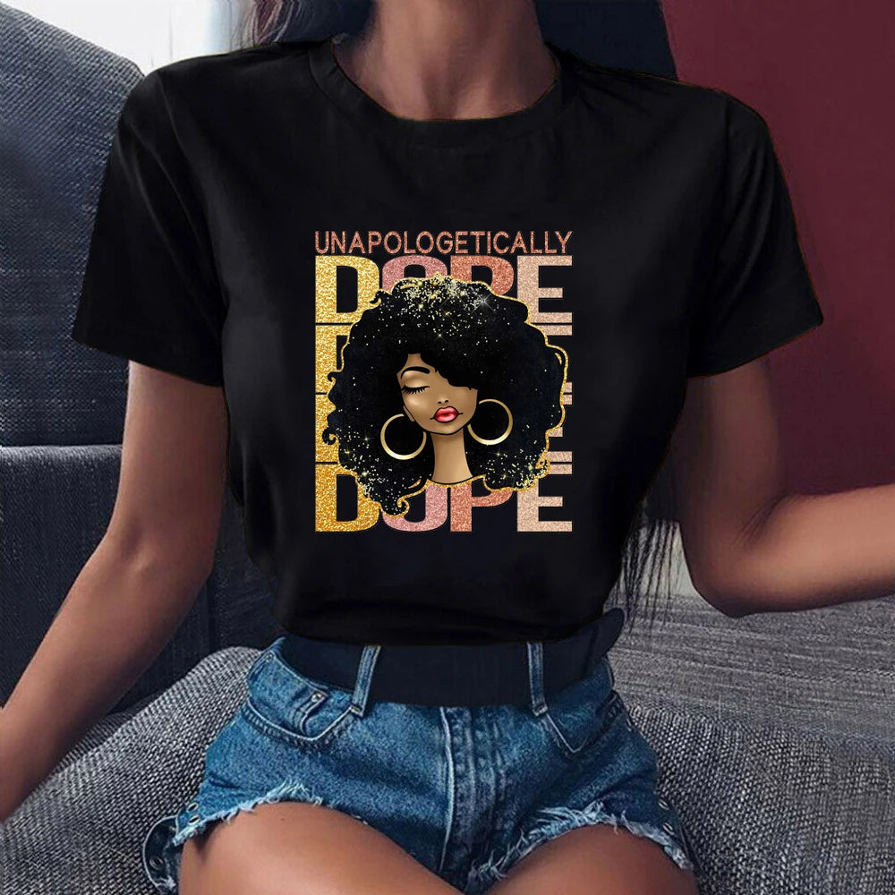 I Am Melanin Queen Graphic Tees Women Afro American Black Girl Magic T-Shirt Black Lives Matter Shirt Dope Educated Blm T Shirt