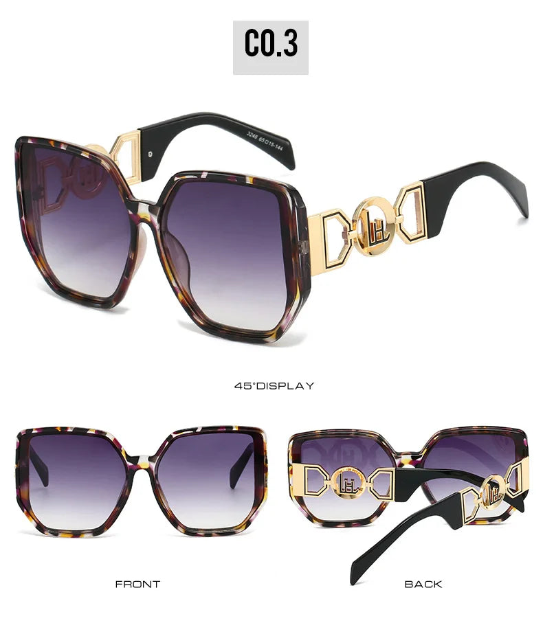 Gafas de sol extragrandes con montura grande y patillas caladas, protección UV400 para mujer, modelo 2025, elegantes gafas de sol de lujo de diseñador.