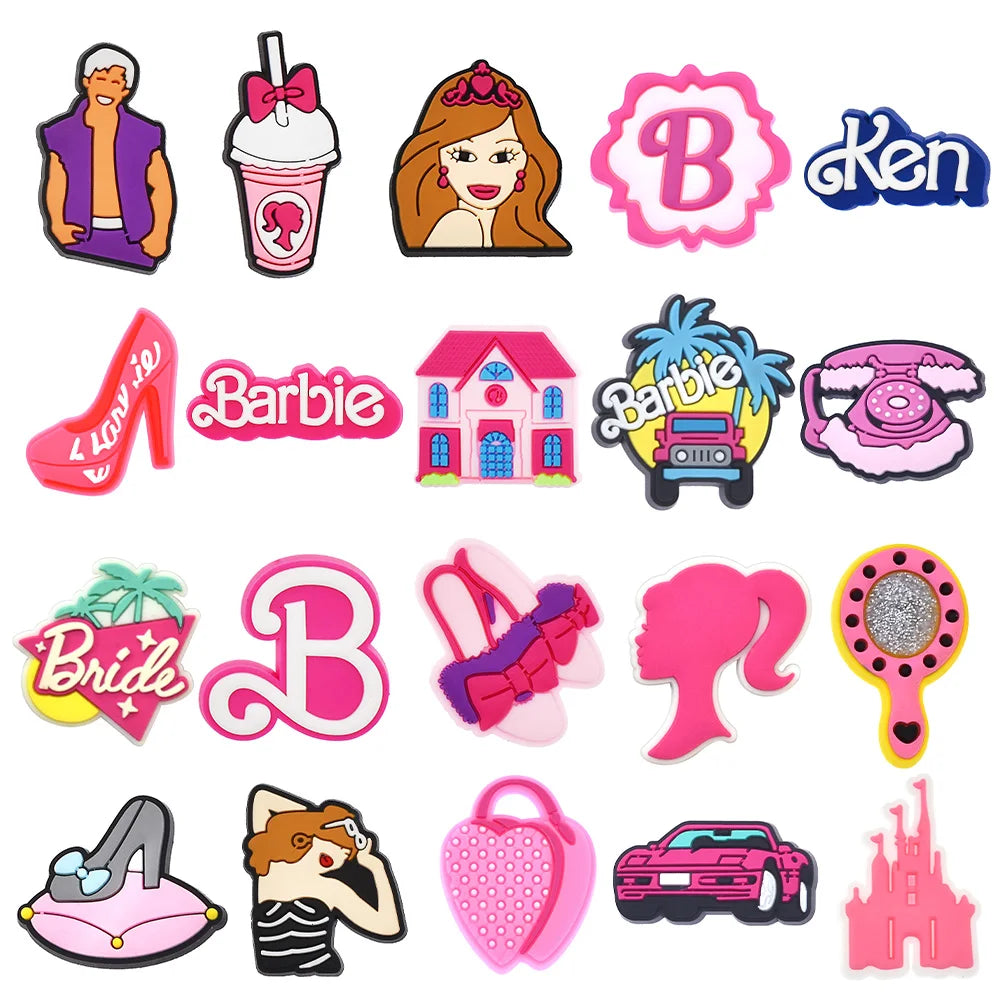 MINISO Barbie Shoes Charms Accessories Fit Clog Backapck Wristbands sandales Shoe Decorate Buckle Christmas Parties Kids Gift