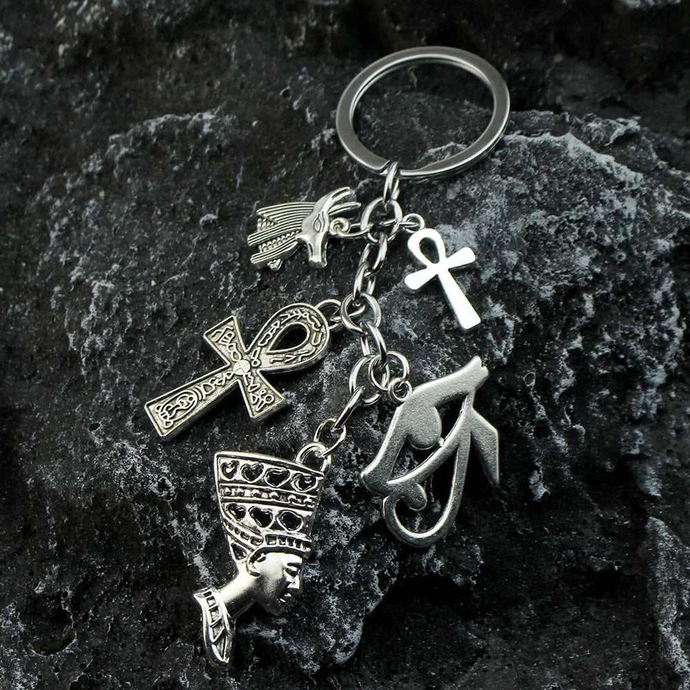 Egypt Dharma Eye Keychain Ancient Egyptian Symbol Totem Anubis Keyring Car Bag Key Pendant