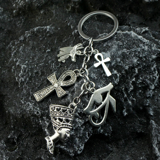 Egypt Dharma Eye Keychain Ancient Egyptian Symbol Totem Anubis Keyring Car Bag Key Pendant