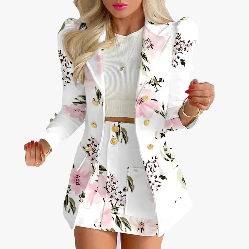 Spring Autumn New Women's Fashion Mini Dress Set Plaid Printing Elegant Casual 2-piece Suit Fresh Style Clothing