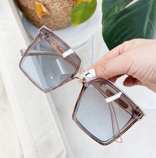 Rectangle Oversized Sunglasses Women Men Brand Designer Transparent Glasses Gradient Sun Glasses Big Frame  UV400 Eyewear