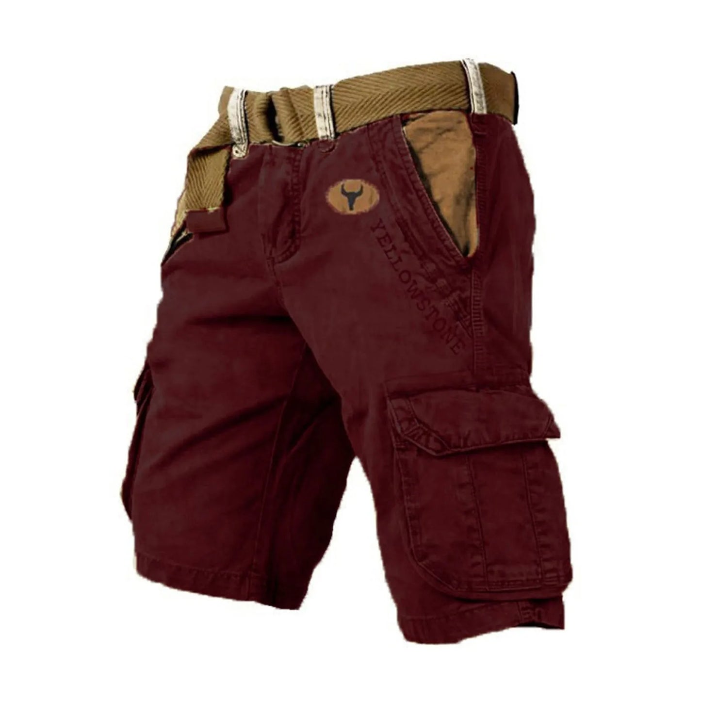 Mens Shorts Cargo Sport Loose Wear Five Quarter Casual Pants Elastic Rope Breathable Tie-Foot Shorts