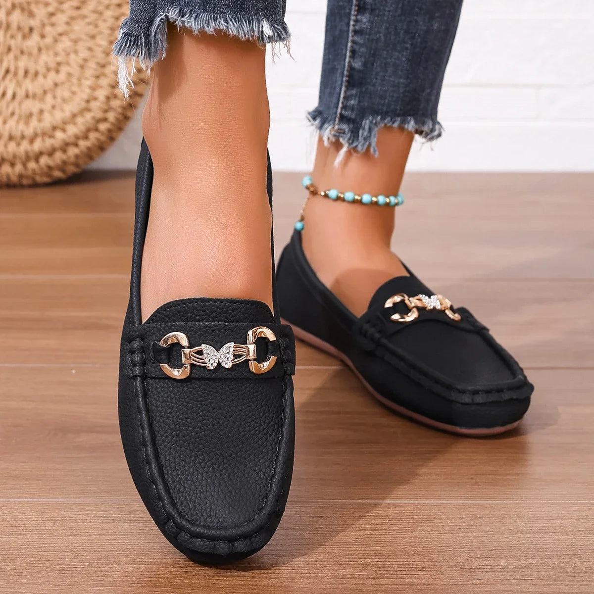 Women's Casual Slip-On Mary Jane Flat Loafers round Toe Soft Sole Spring Autumn Fashion Solid Color Flat Platform Shoes