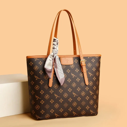 Quality Soft Leather Shoulder Bag for Women with Luxury Print Designer Handbag Casual Tote Commuting Messenger Sac A Main